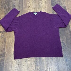 Faconnable Deep Purple men’s V-Neck cashmere long sleeve Sweater. XL